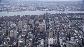 AX86_060 - 4K aerial stock footage of flying by Stuyvesant Town and East Village, New York City
