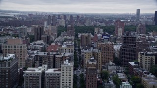 AX86_068 - 4K aerial stock footage of apartment complexes on the Upper West Side, New York City