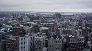 AX86_069 - 4K aerial stock footage of the Columbia University campus in Morningside Heights, New York City