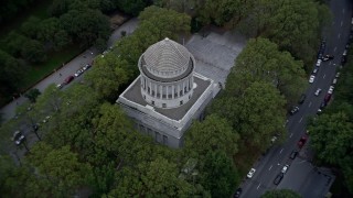 AX86_070 - 4K aerial stock footage of Grant's Tomb in Morningside Heights, New York City