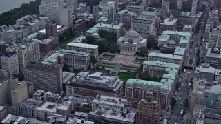AX86_074 - 4K aerial stock footage of orbiting the Columbia University campus in Morningside Heights, New York City