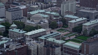 AX86_075 - 4K aerial stock footage of orbiting Low Library at the Columbia University campus in Morningside Heights, New York City