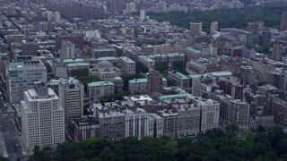 AX86_076 - 4K aerial stock footage fly away from the Columbia University campus in Morningside Heights, New York City