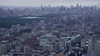 AX86_077 - 4K aerial stock footage circle the Columbia University campus in Morningside Heights, New York City