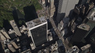 AX87_081 - 4K aerial stock footage Flying over Midtown Manhattan, revealing Upper East Side, New York, New York