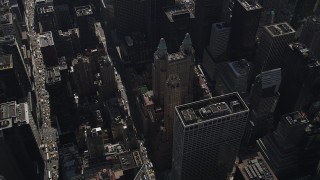 AX87_082 - 4K aerial stock footage Tilt down to reveal Waldorf-Astoria, Midtown Manhattan, New York, New York