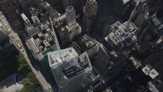 AX87_086 - 4K aerial stock footage Bird's eye view, Bank of America Tower, Midtown Manhattan, New York, New York