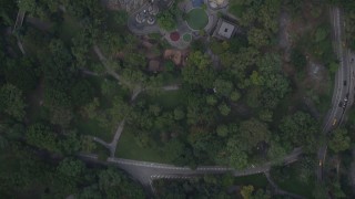 AX87_119 - 4K stock footage aerial video Bird's eye view over 7th Avenue, Central Park, Midtown Manhattan, New York