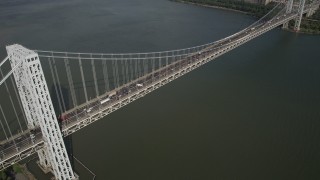 AX87_170 - 4K aerial stock footage Fly by George Washington Bridge, Hudson River, New Jersey, New York, New York