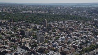 AX91_021 - 4K stock footage aerial video of approaching Bronx Park, The Bronx, New York