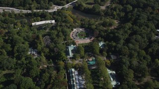 AX91_023 - 4K aerial stock footage approach the Bronx Zoo and Bronx Park, The Bronx, New York