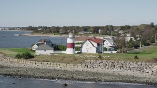 AX91_125 - 4K aerial stock footage of an orbit of the Stratford Point Light in Stratford, Connecticut