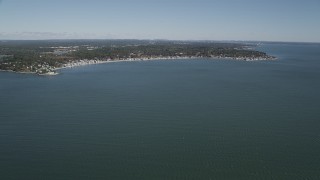 AX91_126 - 4K aerial stock footage of tilting from Long Island Sound revealing coastal community of Milford, Connecticut