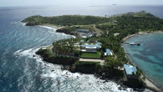 AX96_158 - 5k stock footage aerial stock footage orbit mansion on Little St James Island, St Thomas, Virgin Islands