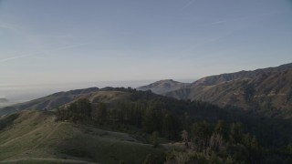 AXSF03_108 - 5K aerial stock footage flying over and pan across mountain ridges, Los Padres National Forest, California
