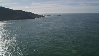 AXSF05_049 - 5K aerial stock footage of approaching Seal Rocks, San Francisco, California