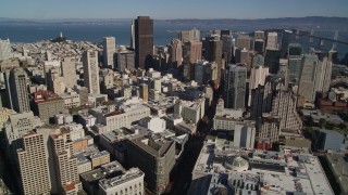 AXSF05_073 - 5K aerial stock footage a view of skyscrapers in Downtown San Francisco, California