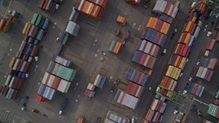 AXSF06_009 - 5K aerial stock footage of a bird's eye view of shipping containers at the Port of Oakland, California
