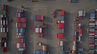 AXSF06_010 - 5K aerial stock footage of a bird's eye view of Port of Oakland shipping containers, California