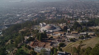 AXSF08_007 - 5K aerial stock footage of tilting from hills to reveal Lawrence Berkeley National Laboratory, Berkeley, California