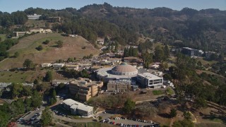 AXSF08_010 - 5K aerial stock footage of approaching Lawrence Berkeley National Laboratory, Berkeley, California