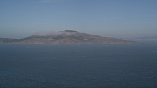 AXSF09_051 - 5K aerial stock footage of panning across Angel Island, San Francisco Bay, San Francisco, California