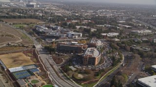 AXSF11_036 - 5K aerial stock footage of flying by Googleplex, Mountain View, California
