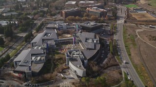 AXSF11_037 - 5K aerial stock footage of flying by Googleplex, Mountain View, California