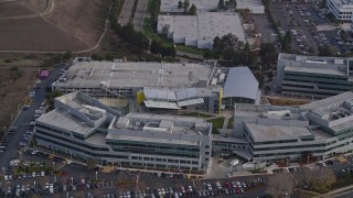 AXSF11_058 - 5K aerial stock footage flyby Yahoo! Campus office buildings, Sunnyvale, California