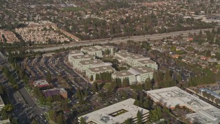 AXSF12_030 - 5K aerial stock footage of flying past Apple Headquarters, Cupertino, California