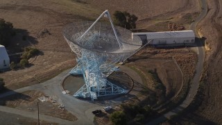 AXSF12_052 - 5K aerial stock footage orbit The Dish, zoom out to wider view, Stanford Foothills, Stanford, California