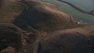 AXSF12_071 - 5K aerial stock footage of a reverse view of Coyote Hills Regional Park, Fremont, California