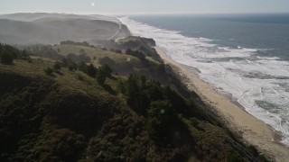 AXSF15_064 - 5K aerial stock footage of flying by San Gregorio State Beach, San Gregorio, California