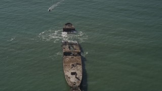AXSF15_109 - 5K aerial stock footage of SS Palo Alto shipwreck in Aptos, California