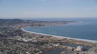AXSF15_119 - 5K aerial stock footage of the Monterey Peninsula and Monterey coastal community, Monterey, California
