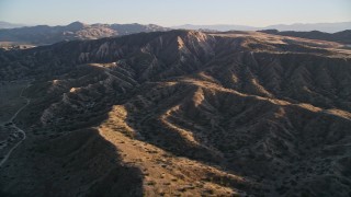 AXSF17_033 - 5K aerial stock footage of flying over the Caliente Range desert mountains, Cuyama Valley, California