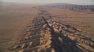 AXSF17_036 - 5K aerial stock footage of flying over San Andreas Fault and desert, San Luis Obispo County, California
