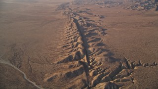 AXSF17_039 - 5K aerial stock footage tilt up along San Andreas Fault in the desert, San Luis Obispo County, California