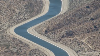 CAP_006_009 - HD stock footage aerial video of tilting to a small section of the California Aqueduct in Palmdale, California