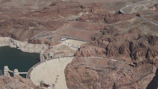 CAP_008_006 - HD stock footage aerial video of Kingman Wash Access Road and Hoover Dam, Nevada