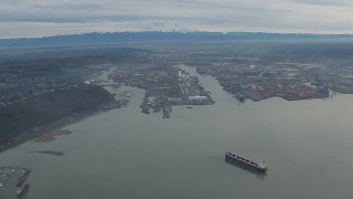 CAP_009_021 - HD stock footage aerial video of the Port of Tacoma and Commencement Bay in Tacoma, Washington
