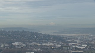 CAP_009_036 - HD stock footage aerial video of Three Fingers South peak seen from Renton Airport, Washington