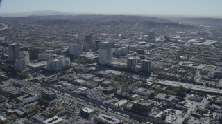CAP_012_007 - HD stock footage aerial video of tall office buildings around the 134 freeway in Glendale, California