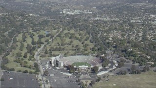 CAP_012_013 - HD stock footage aerial video of Rose Bowl Stadium in Pasadena, California