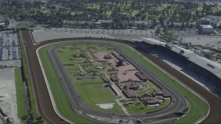 CAP_012_016 - HD stock footage aerial video of the Santa Anita Park horse racing track in Arcadia, California