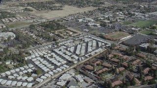 CAP_012_020 - HD stock footage aerial video flyby a mobile home park and apartment buildings in Asuza, California