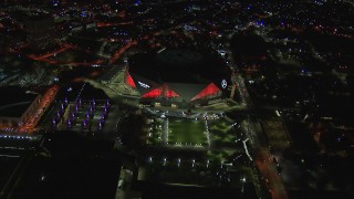 CAP_013_057 - HD stock footage aerial video of the stadium at nighttime, Atlanta, Georgia