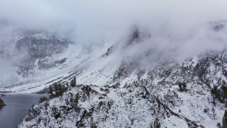 CAP_015_028 - 4K stock footage aerial video of snowy mountains in the Sierra Nevadas, Inyo National Forest, California
