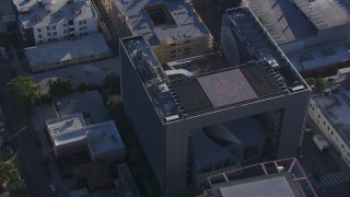 CAP_016_004 - HD stock footage aerial video of orbiting Emerson College in Hollywood, California