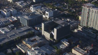 CAP_016_005 - HD stock footage aerial video of an orbit of Emerson College in Hollywood, California